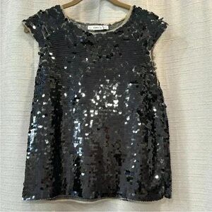 Zara Shiny Black Sequin Blouse